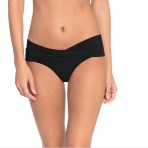 Robin Piccone Ava Solid Twist-Front Bikini Bottom Black Size S 5136